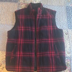 J. Crew Plaid Vest in Red and Black